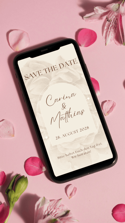 Digitale Save - the - Date Karte – Zarter Blütenrahmen - karten - digital