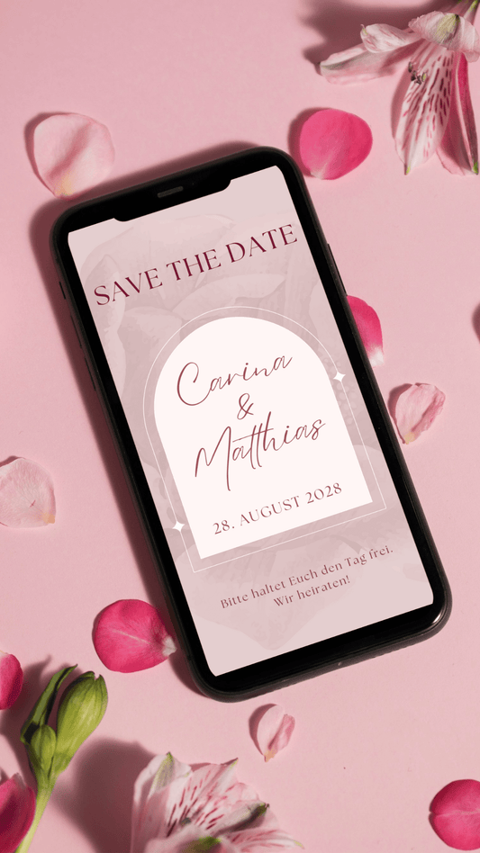 Digitale Save - the - Date Karte – Zarter Blütenrahmen - karten - digital