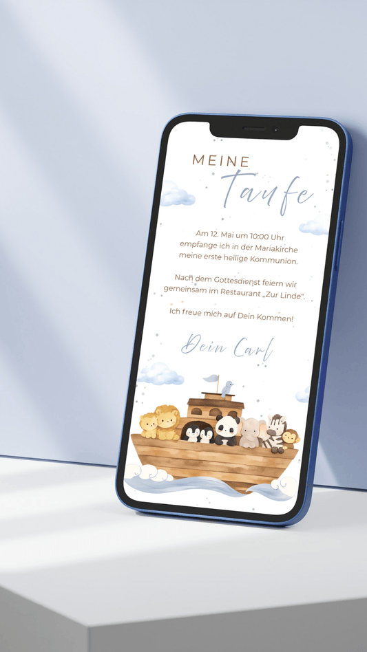 Digitale Taufeinladung – Arche & Tiere - karten - digital