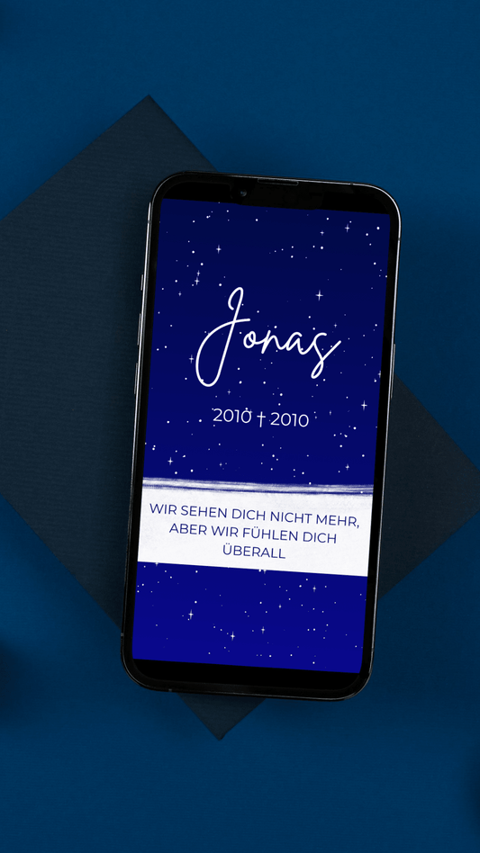 Digitale Trauerkarte für ein verstorbenes Kind – liebevoll gestaltet mit Sternenhimmel - karten - digital