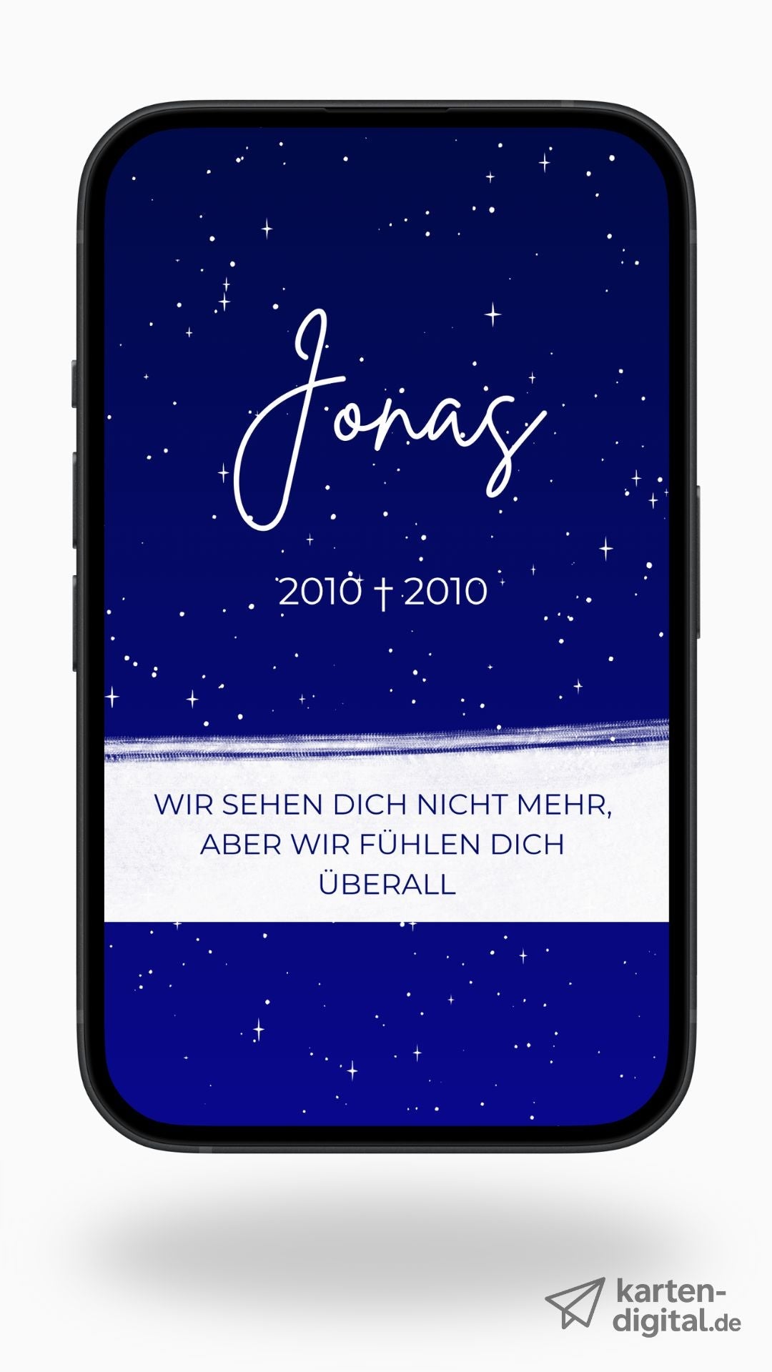 Digitale Trauerkarte für ein verstorbenes Kind – liebevoll gestaltet mit Sternenhimmel - karten - digital