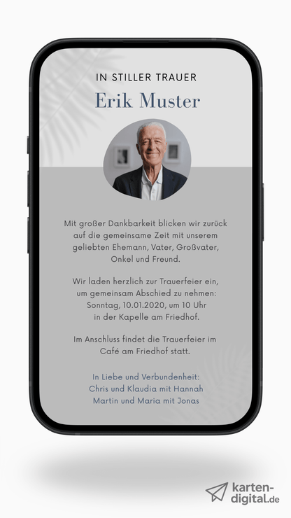 Digitale Trauerkarte – Ruhige Eleganz - karten - digital