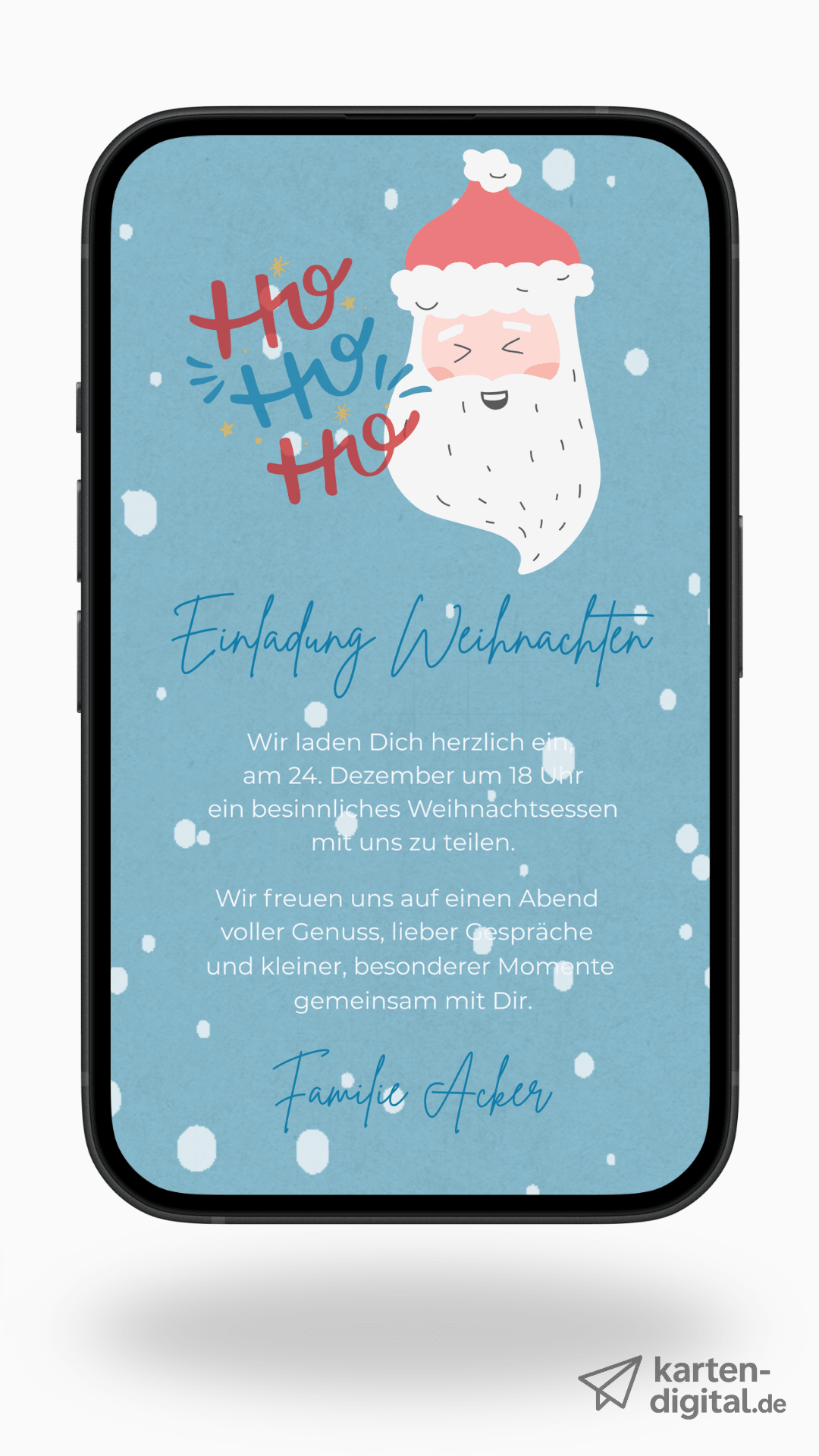 Digitale Video - Weihnachtseinladung – Santa & Schneefall - karten - digital