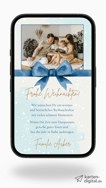 Digitale Video - Weihnachtseinladung – Schleife & Schneefall - karten - digital
