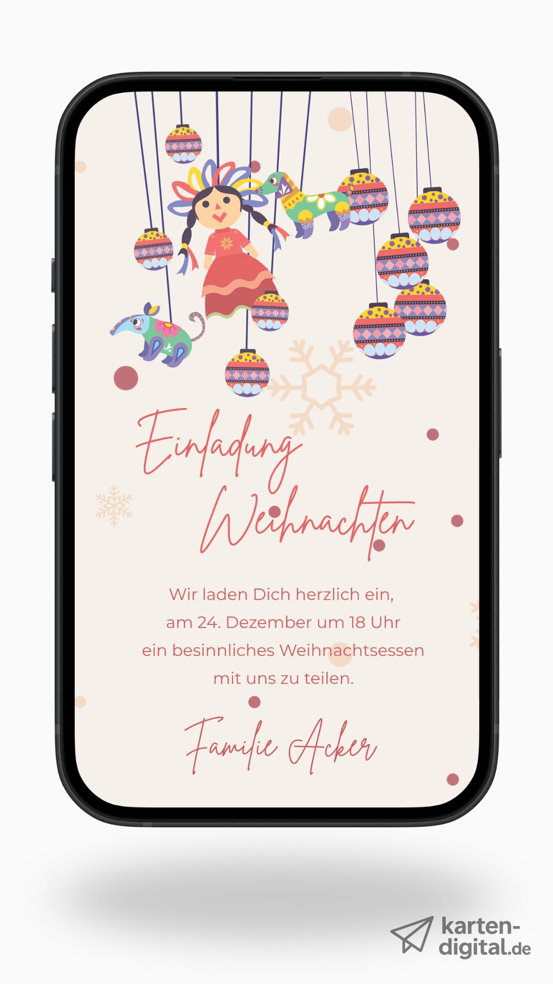 Digitale Video - Weihnachtseinladung – Weihnachtsanhänger & Illustrationen - karten - digital