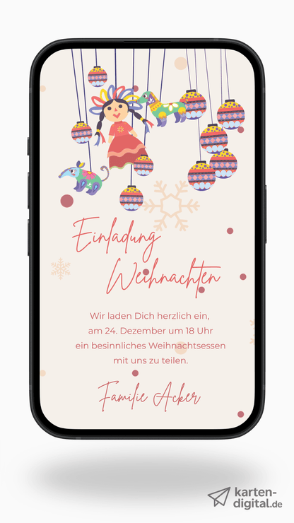Digitale Video - Weihnachtseinladung – Weihnachtsanhänger & Illustrationen - karten - digital