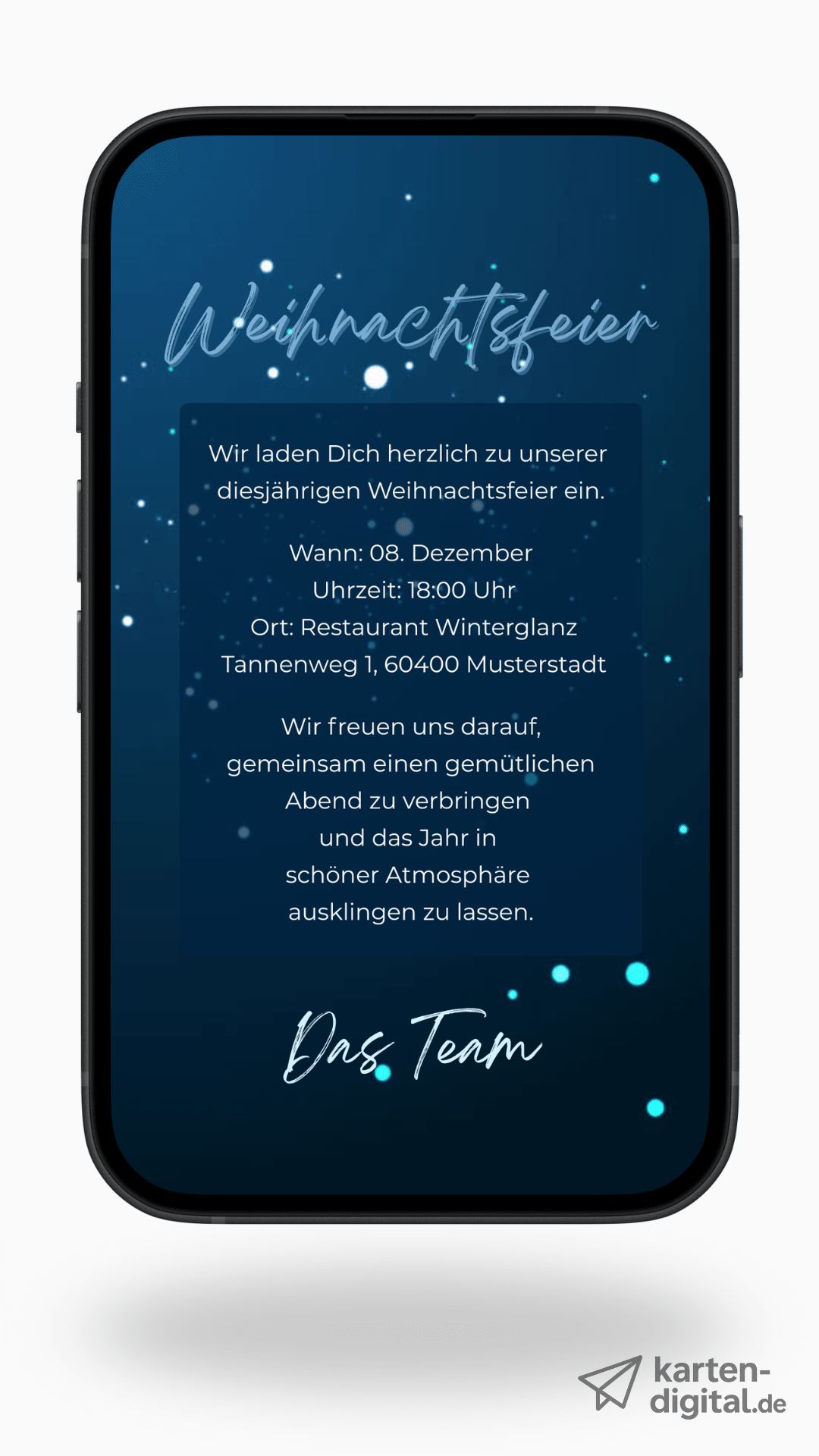 Digitale Videoeinladung zur Weihnachtsfeier – Animierter Licht - Tannenbaum - karten - digital
