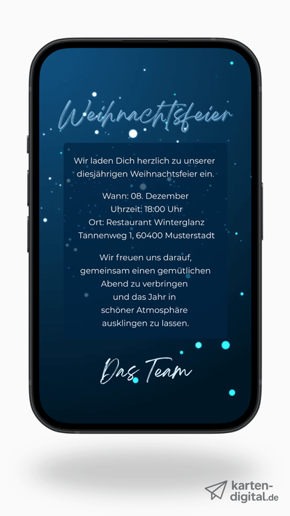 Digitale Videoeinladung zur Weihnachtsfeier – Animierter Licht - Tannenbaum - karten - digital