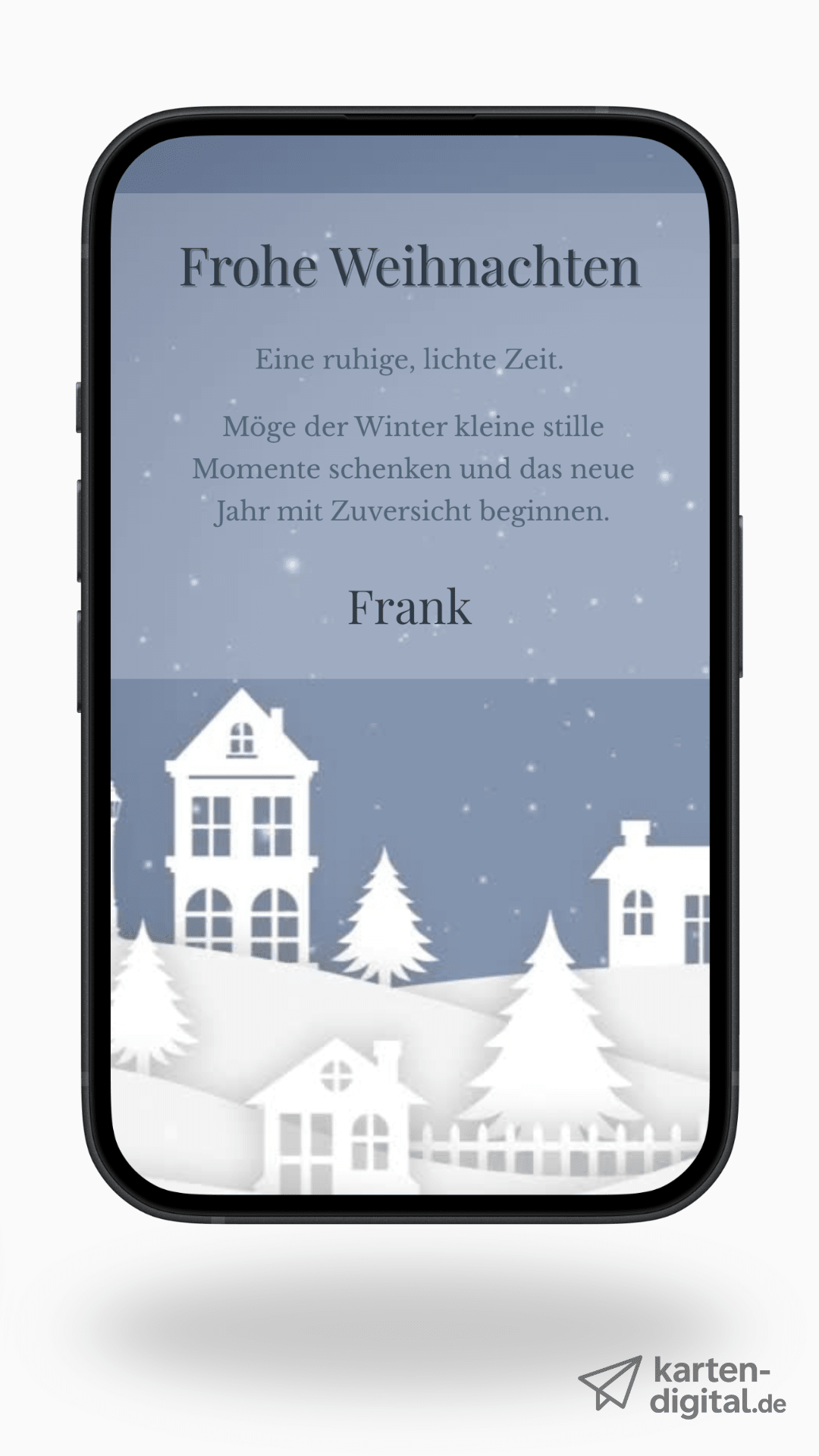 Digitale Weihnachts - Videoeinladung – Winterstadt & sanfter Schneefall - karten - digital