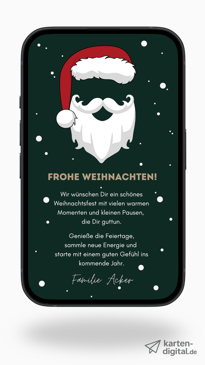 Digitale Weihnachtskarte – Santa & festlicher Look - karten - digital
