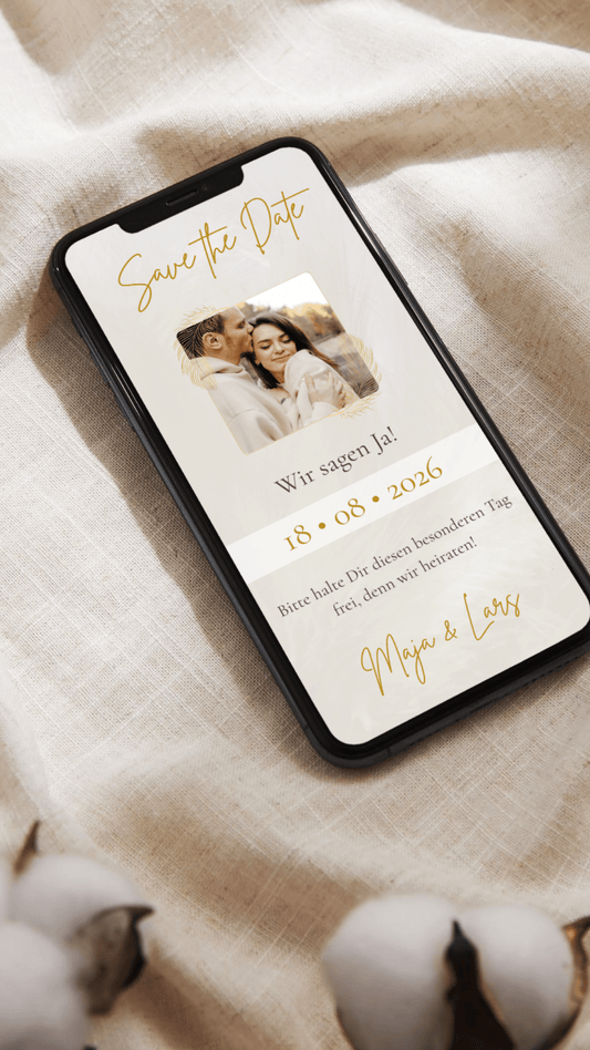 Elegante Save - the - Date Karte mit Foto – digital & persönlich im edlen Look - karten - digital