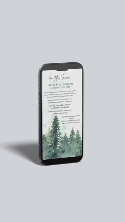 Digitale Trauerkarte mit Beerdigungstermin – persönlich Abschied nehmen und informieren
