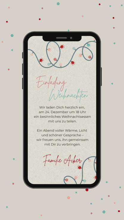 Digitale Video-Einladung zum Weihnachtsessen – festlich animiert