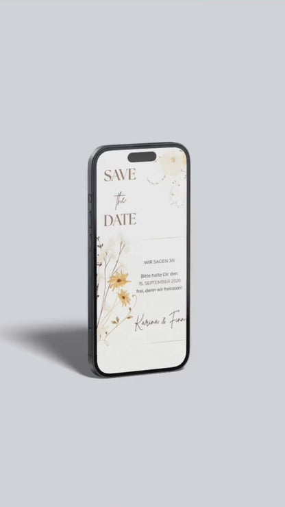 Save the Date Karte digital – Zeitlos elegant und herzlich eure Hochzeit ankündigen