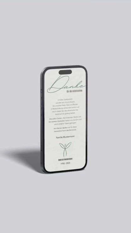 Digitale Danksagungskarte – Naturgrün & Engel