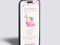Digitale Einladung Kindergeburtstag – Dino & Herzgirlande