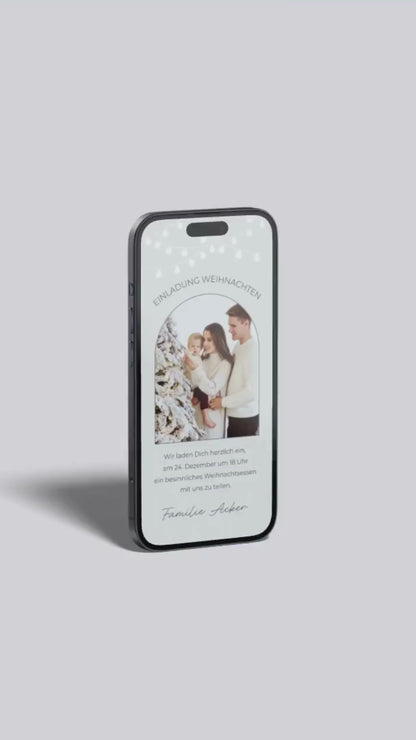 Digitale Einladung zu Weihnachten – modernes Fotodesign in hellen Wintertönen