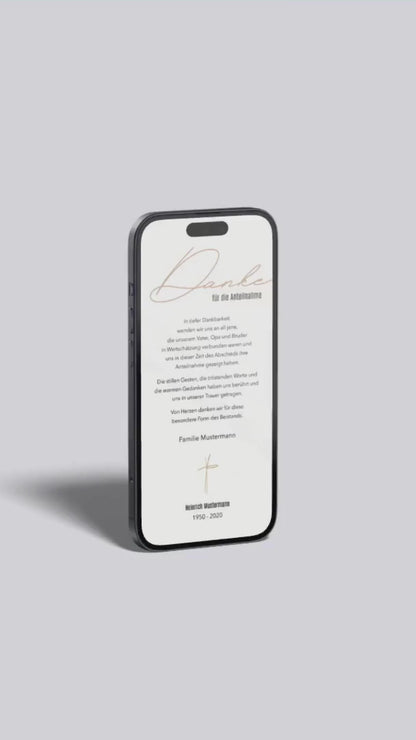 Digitale Danksagungskarte – Beige & feine Linie