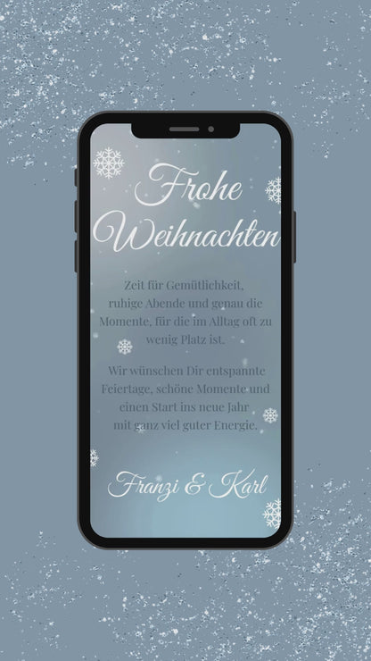 Digitale Weihnachts-Videoeinladung – Schneeflocken & Winterruhe