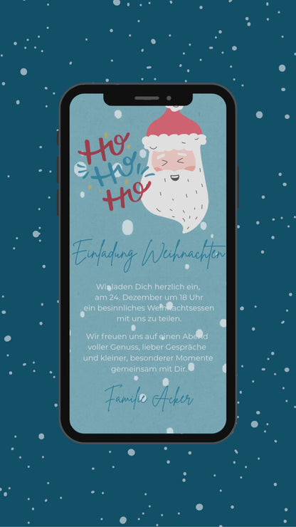 Digitale Video-Weihnachtseinladung – Santa & Schneefall