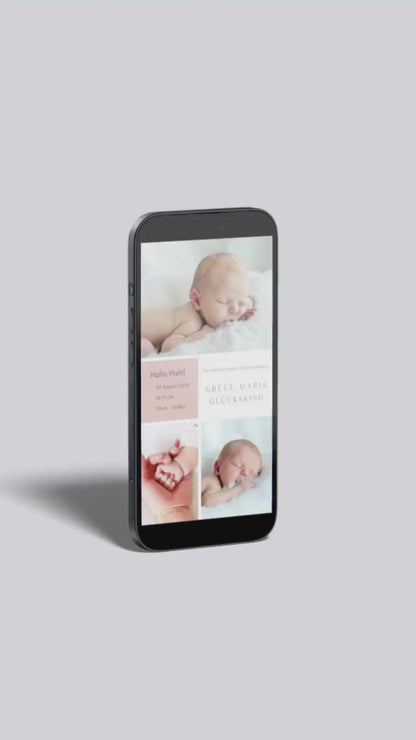 Digitale Geburtskarte – Zarte Fotocollage