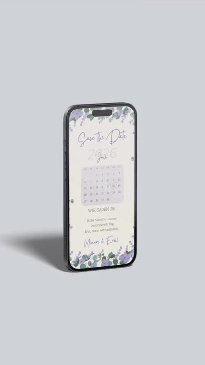 Digitale Save the Date Karte mit Kalender – Verspielt, persönlich & modern
