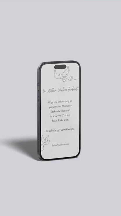 Digitale Kondolenzkarte – Linie & Taube