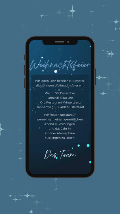 Digitale Videoeinladung zur Weihnachtsfeier – Animierter Licht-Tannenbaum