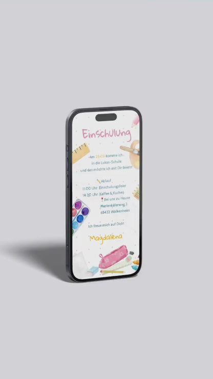 Digitale Einschulungseinladung – personalisierbar & versandbereit per WhatsApp