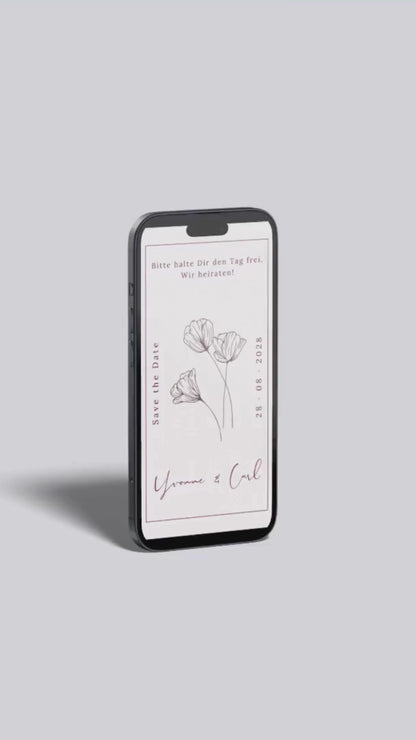 Digitale Save-the-Date Karte – Linart & Blüten