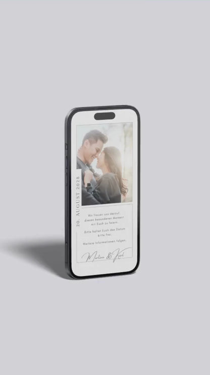 Digitale Save-the-Date Karte – Klar & Fotobasiert