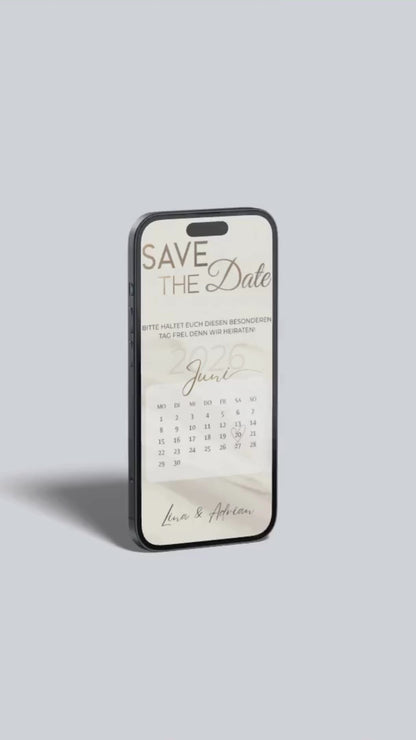 Digitale Save-the-Date Karte mit Kalender – modern, schlicht & stilvoll