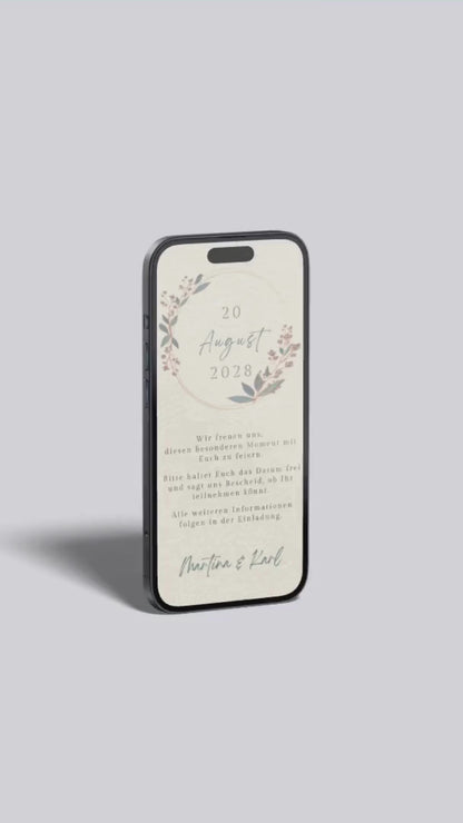 Digitale Save-the-Date Karte – Natur & Blütenkranz