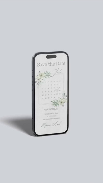 Save the Date Karte digital – Zeitlos elegant und natürlich