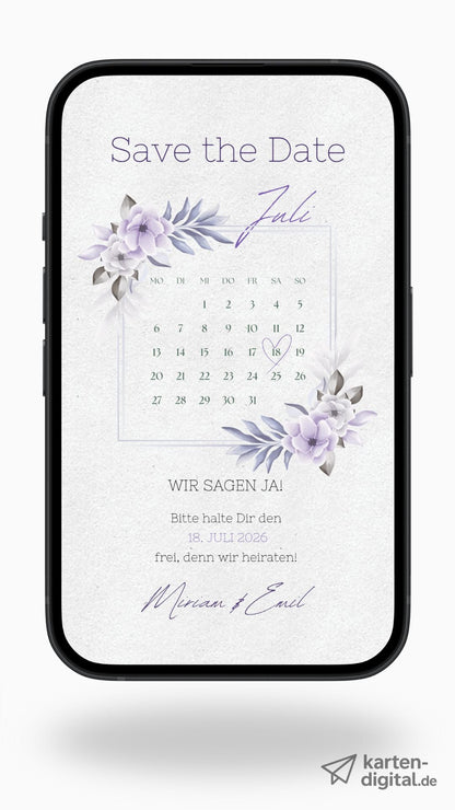 Save the Date Karte digital – Zart, elegant und natürlich - karten - digital