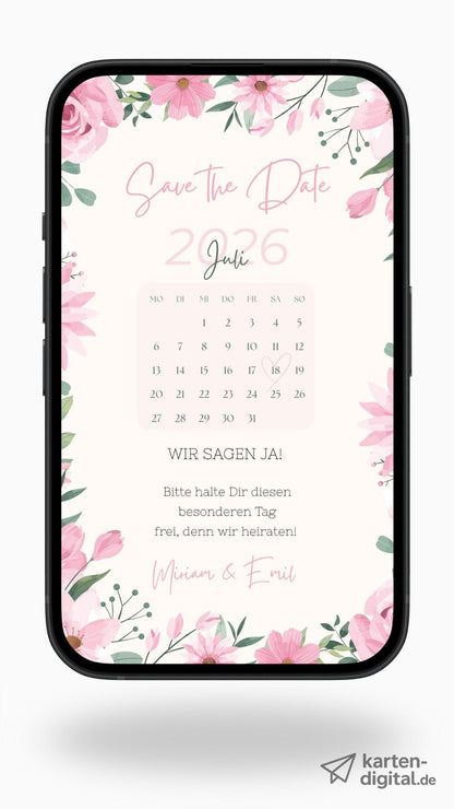 Save the Date Karte digital – Zart, verspielt und persönlich eure Hochzeit ankündigen - karten - digital
