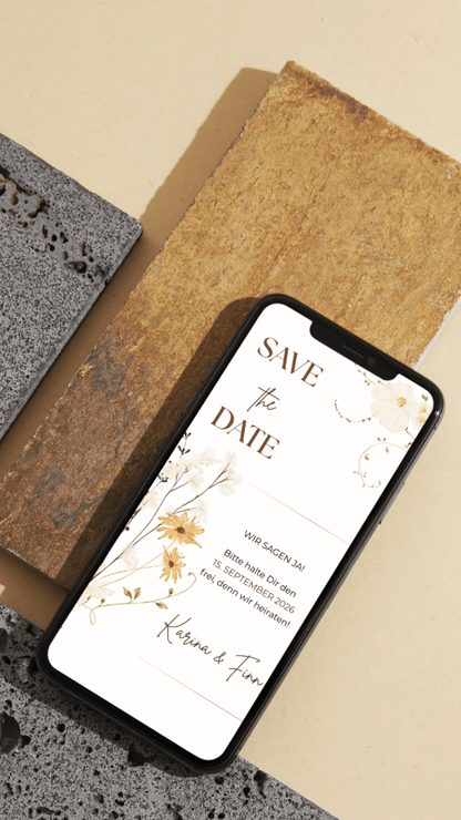 Save the Date Karte digital – Zeitlos elegant und herzlich eure Hochzeit ankündigen - karten - digital