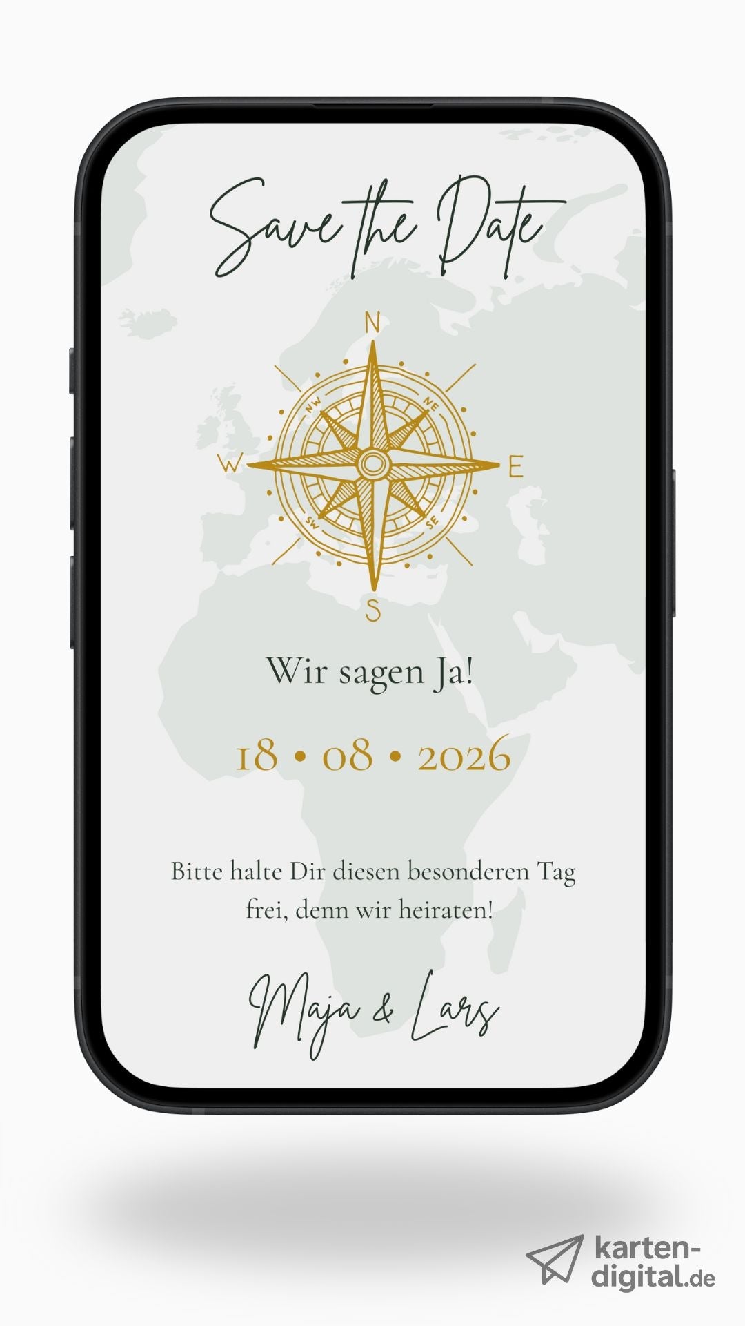 Save - the - Date Karte mit Kompass – digital & perfekt für eure gemeinsame Reise - karten - digital