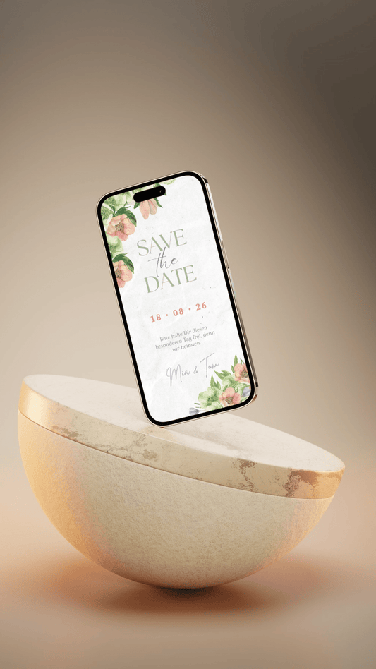 Verspielte Save - the - Date Karte mit Blumen – digital & liebevoll gestaltet - karten - digital
