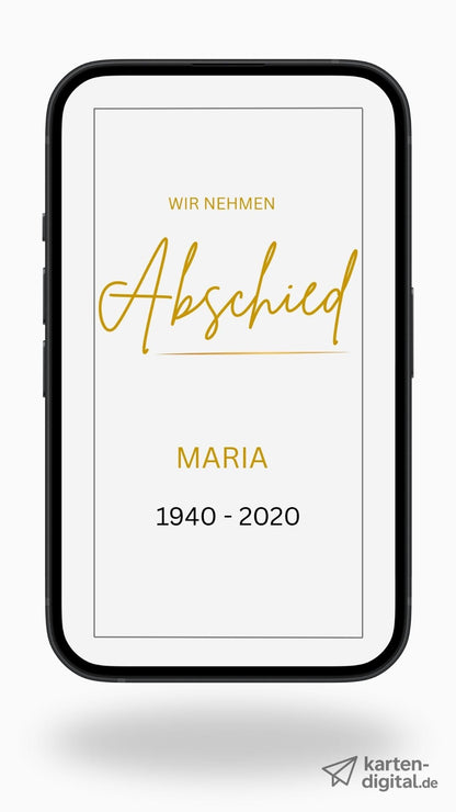 Zweiseitige digitale Trauerkarte – elegantes Design für eine würdevolle Einladung zur Beisetzung - karten - digital
